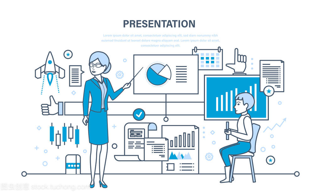 演講者做演示文稿和關(guān)于市場(chǎng)、 銷售、 電子商務(wù)專業(yè)培訓(xùn)